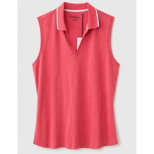 WALTER HAGEN Sleeveless Polo Womens L Pink Rouge WH-P11WHT Performance Golf Top